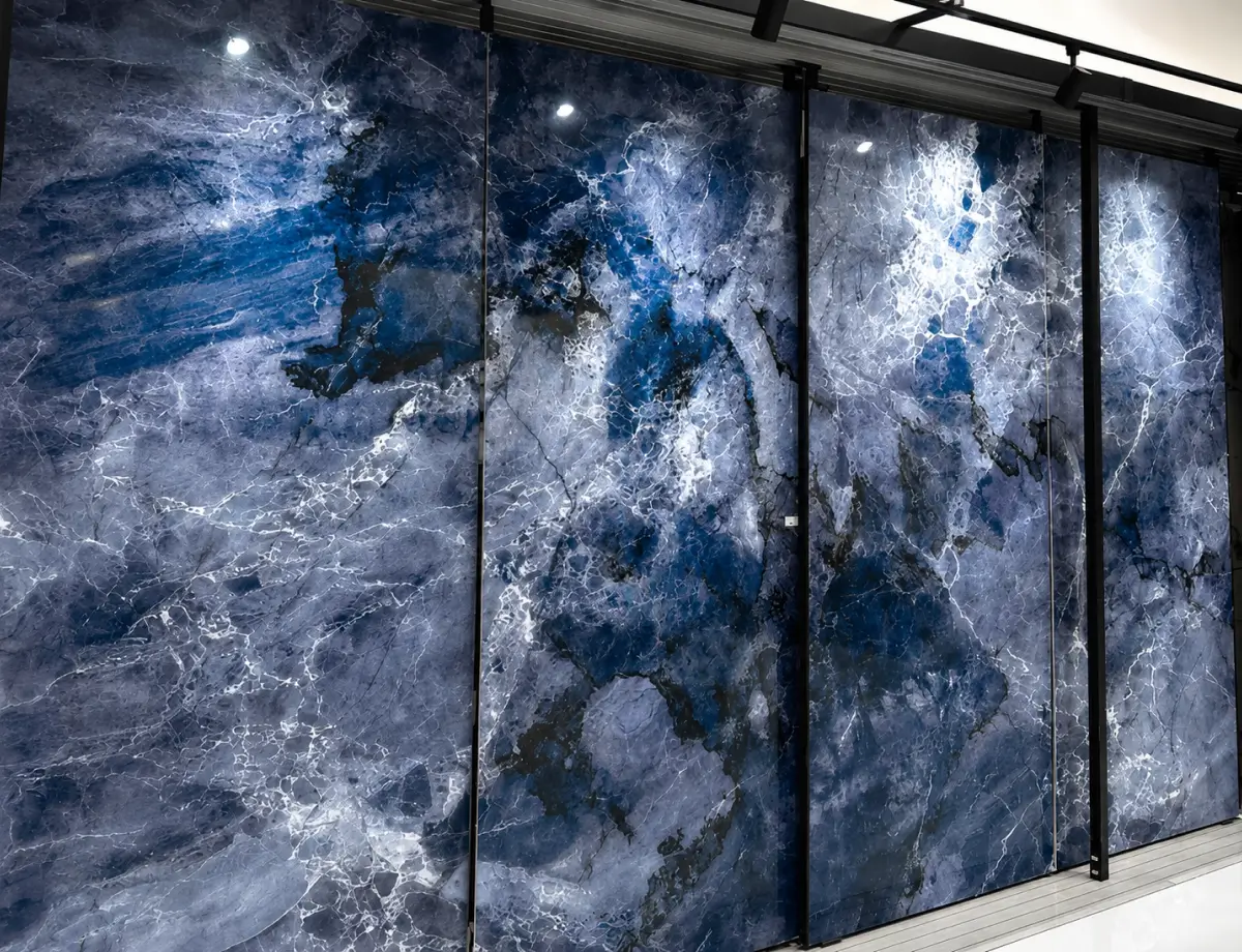 Deep Blue Book Matched Wall Panel