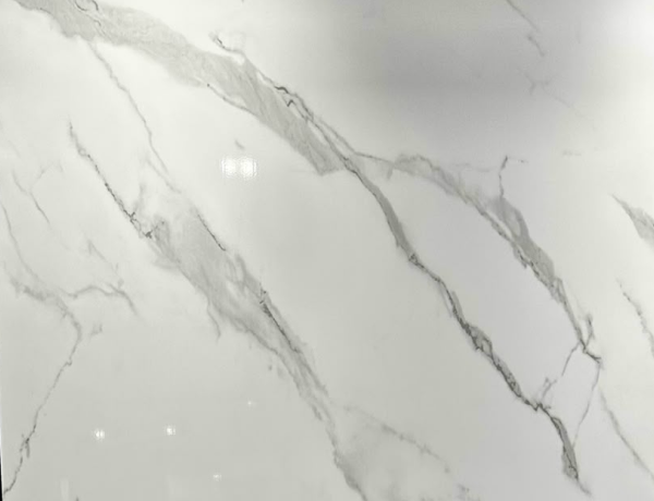 White Calcutta Glossy PVC Shower Panel